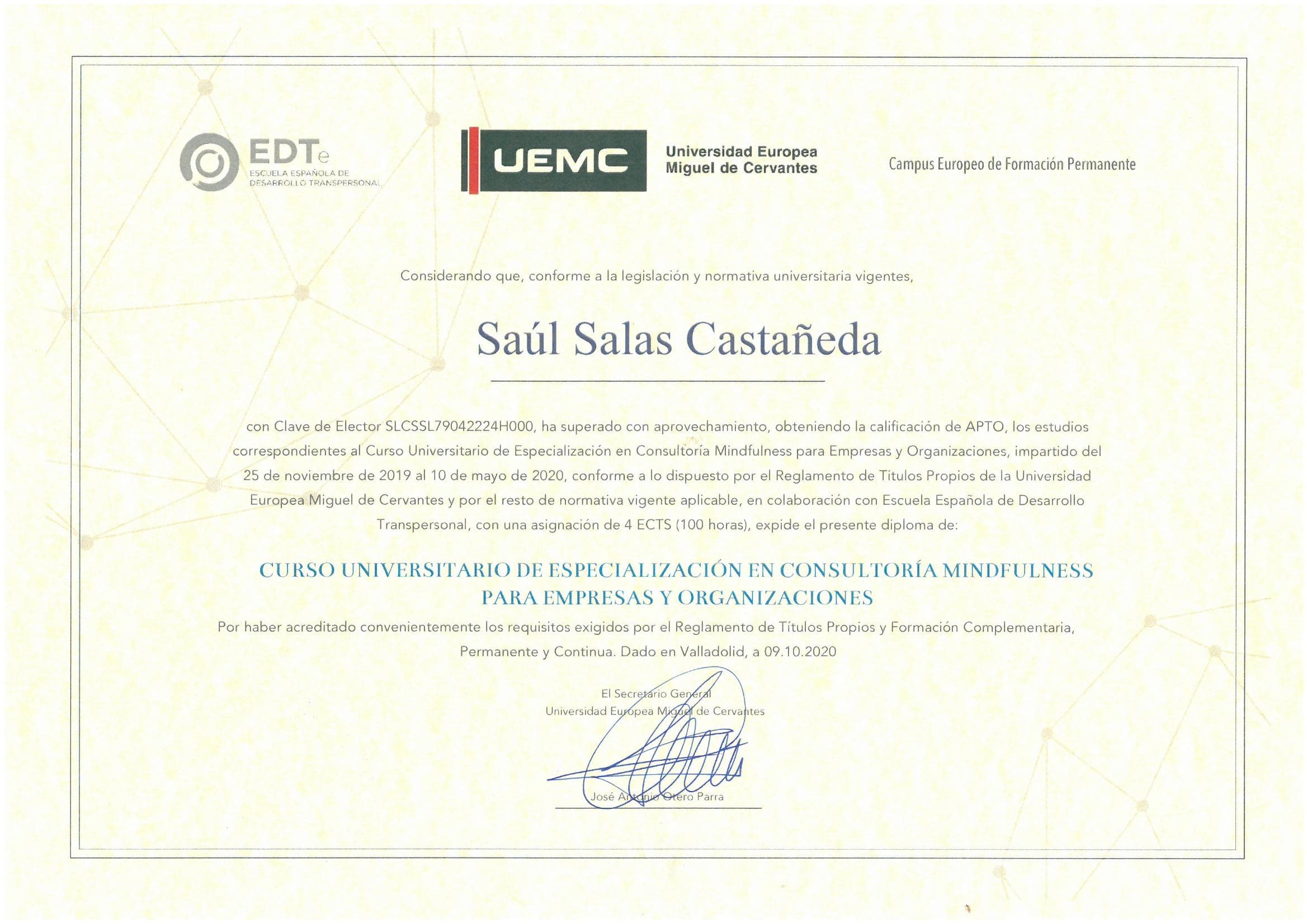 Curso Universitario · Consultoría Mindfulness para Empresas y Organizaciones